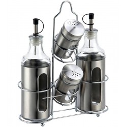 Galheteiro em Vidro Com Suporte em Aço Inox
